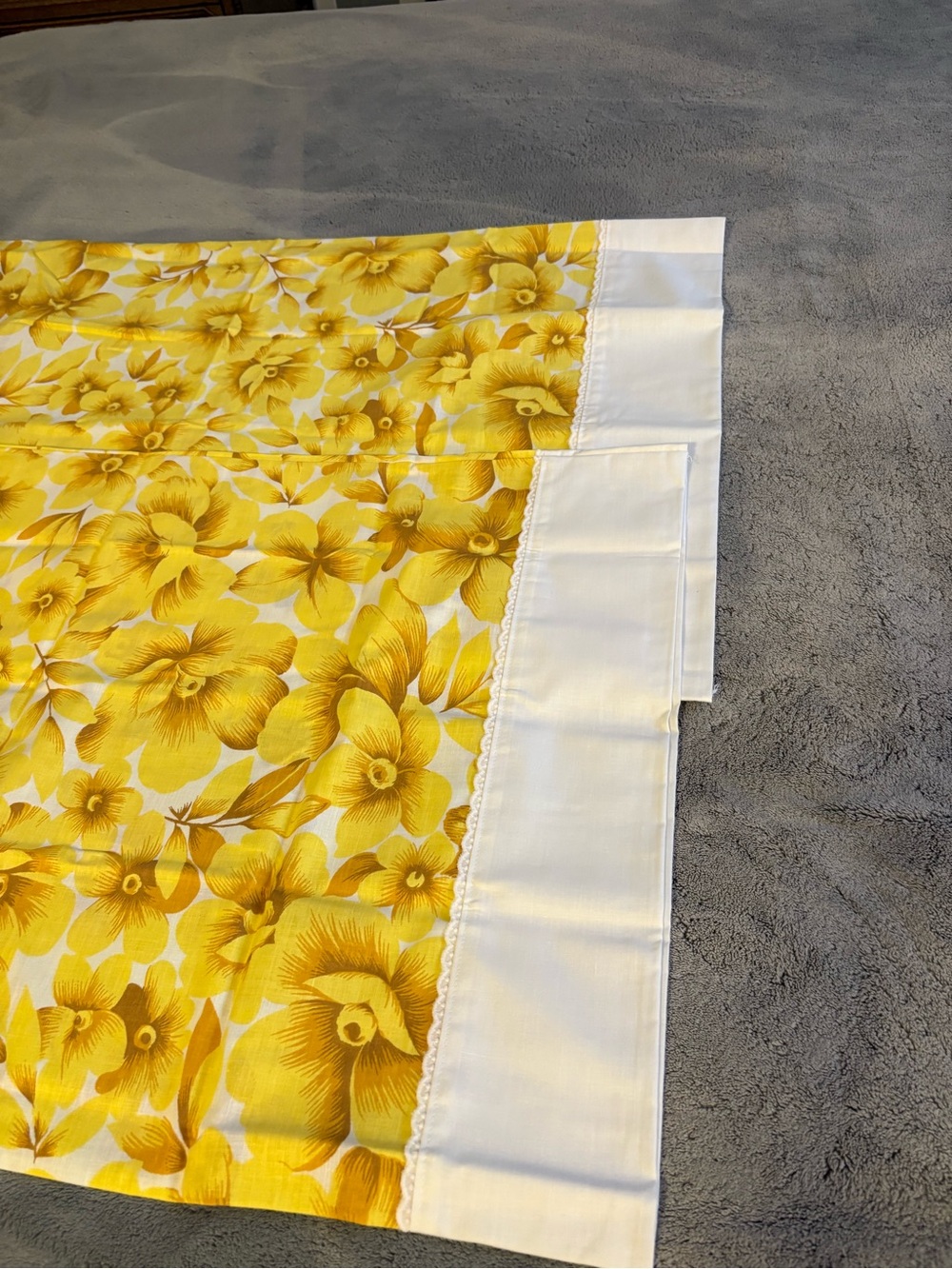 Set up two Vintage Wabasso yellow floral pillowcases